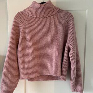 Old Navy Pink Cropped Cowl Neck Sweater Size L